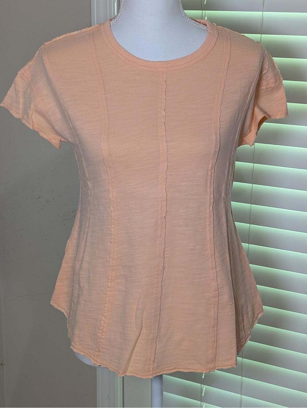 Polygram Women's Orange Raw Edge Shirt Soft Girl Small NWT